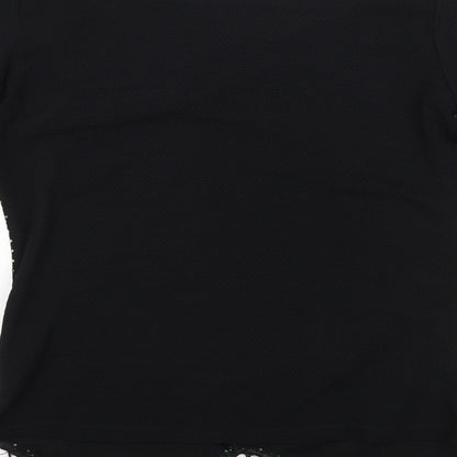 XULIS Womens Black Polka Dot Cotton Basic T-Shirt Size XL Round Neck