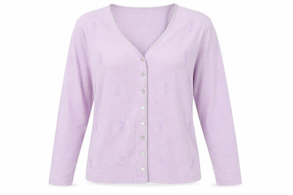 Carolyn Taylor Womens Purple V-Neck Cotton Cardigan Jumper Size S