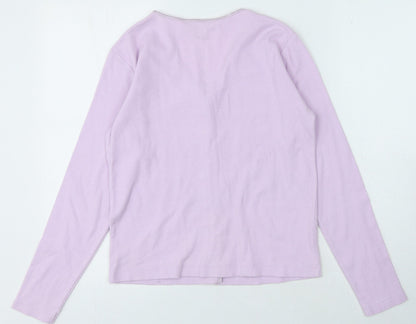 Carolyn Taylor Womens Purple V-Neck Cotton Cardigan Jumper Size S