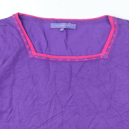 Autonomy Womens Purple Square Neck Striped Viscose Pullover Jumper Size 14