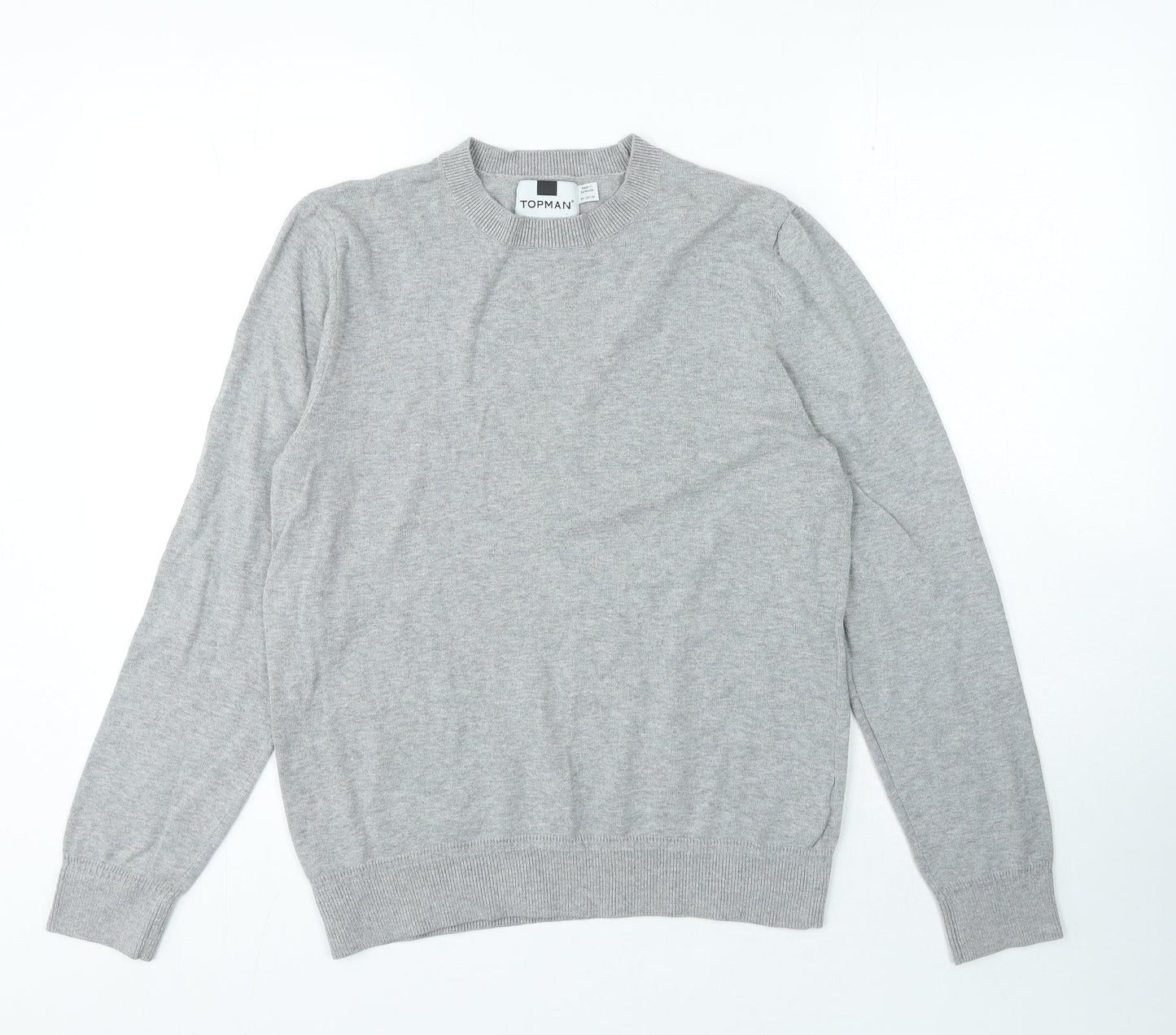 Topman Mens Grey Crew Neck Cotton Pullover Jumper Size M
