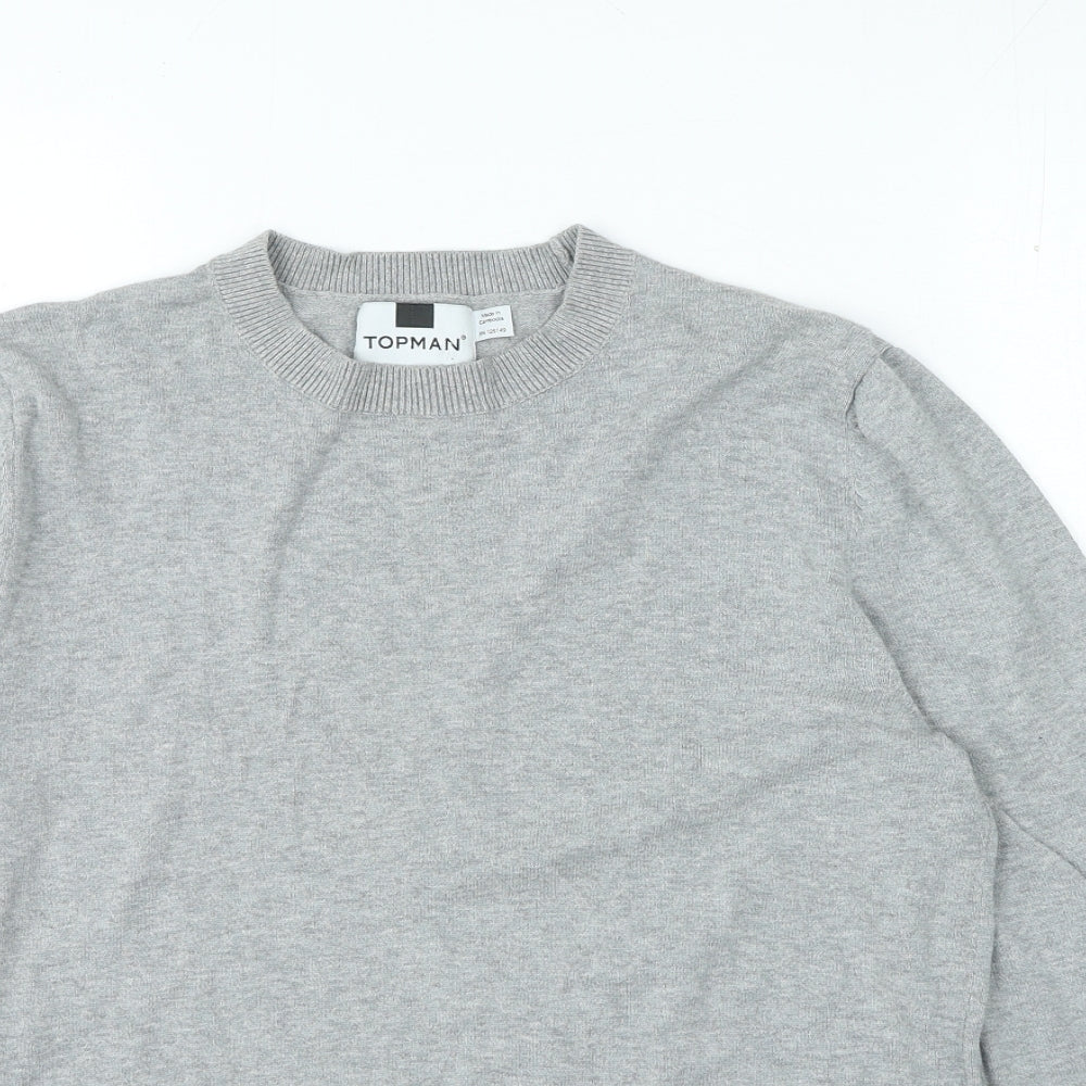 Topman Mens Grey Crew Neck Cotton Pullover Jumper Size M