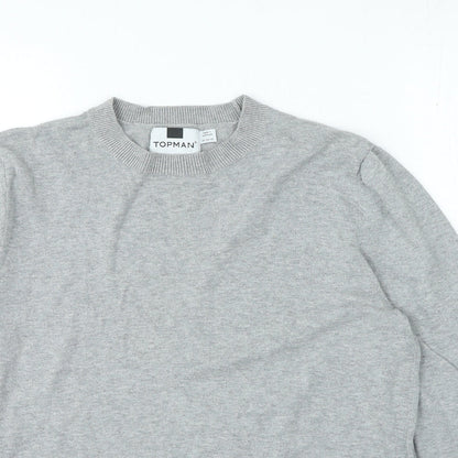 Topman Mens Grey Crew Neck Cotton Pullover Jumper Size M