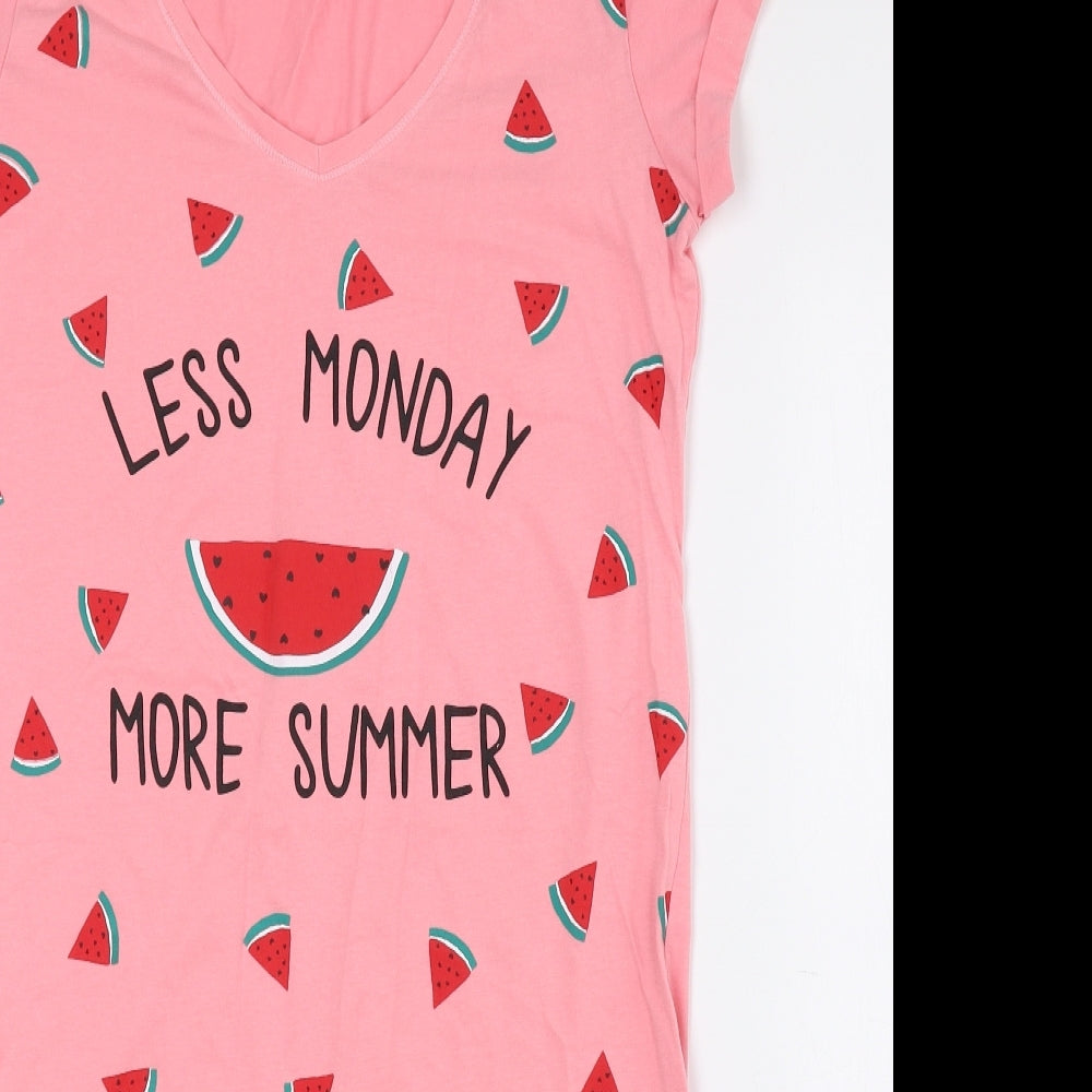 Debenhams Womens Pink Geometric 100% Cotton Chemise Dress Size 8 - Watermelon
