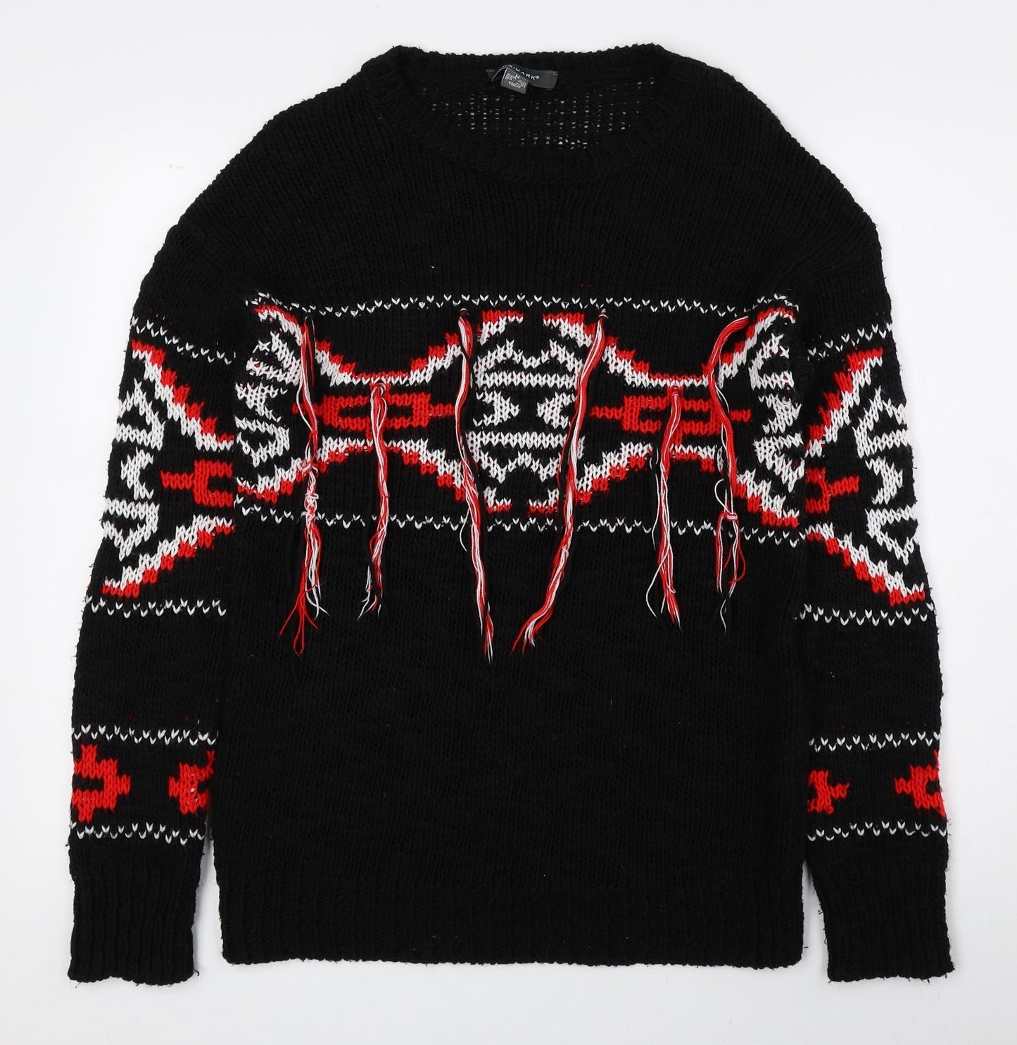 Primark Womens Multicoloured Round Neck Geometric Acetate Pullover Jumper Size M