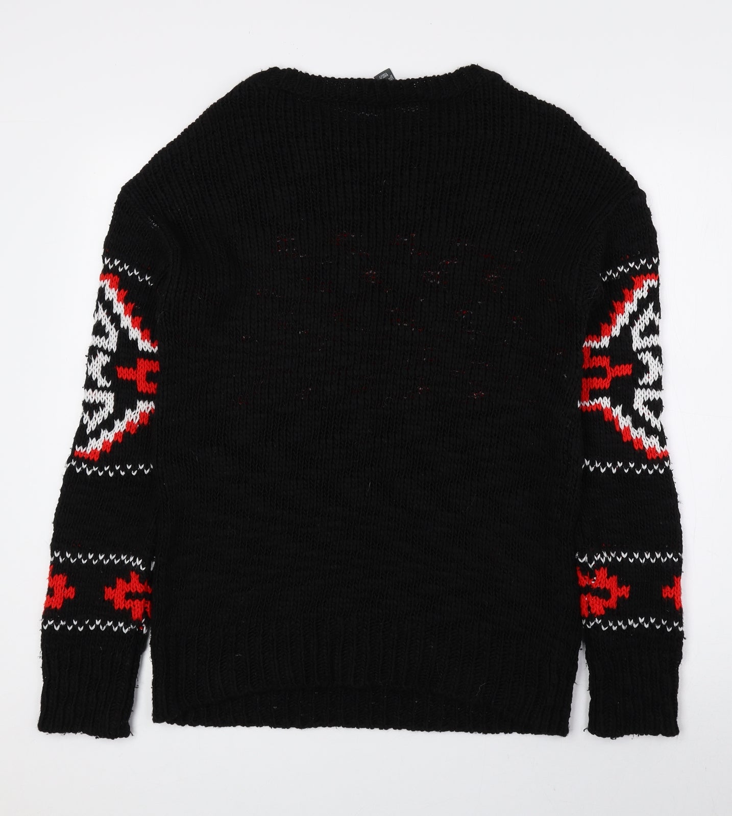 Primark Womens Multicoloured Round Neck Geometric Acetate Pullover Jumper Size M