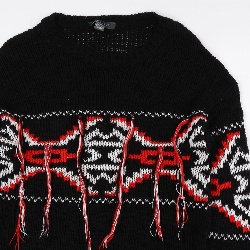 Primark Womens Multicoloured Round Neck Geometric Acetate Pullover Jumper Size M