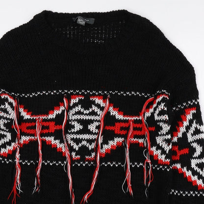 Primark Womens Multicoloured Round Neck Geometric Acetate Pullover Jumper Size M