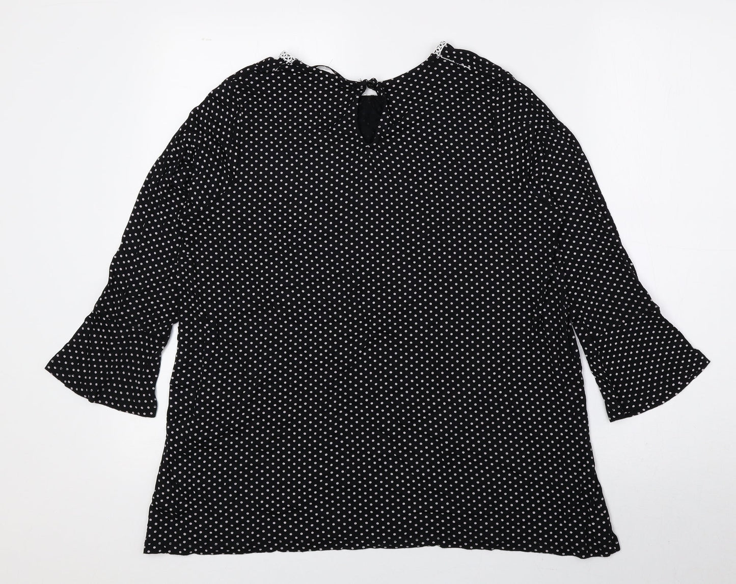 TU Womens Black Polka Dot Viscose Basic Blouse Size 12 Round Neck