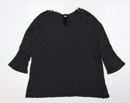 TU Womens Black Polka Dot Viscose Basic Blouse Size 12 Round Neck