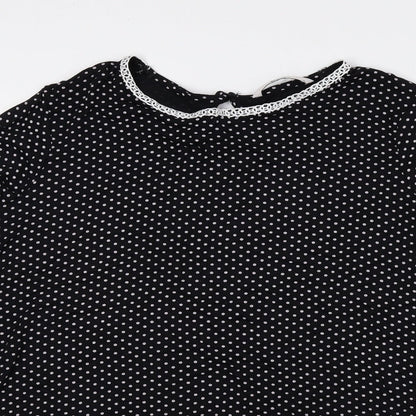 TU Womens Black Polka Dot Viscose Basic Blouse Size 12 Round Neck