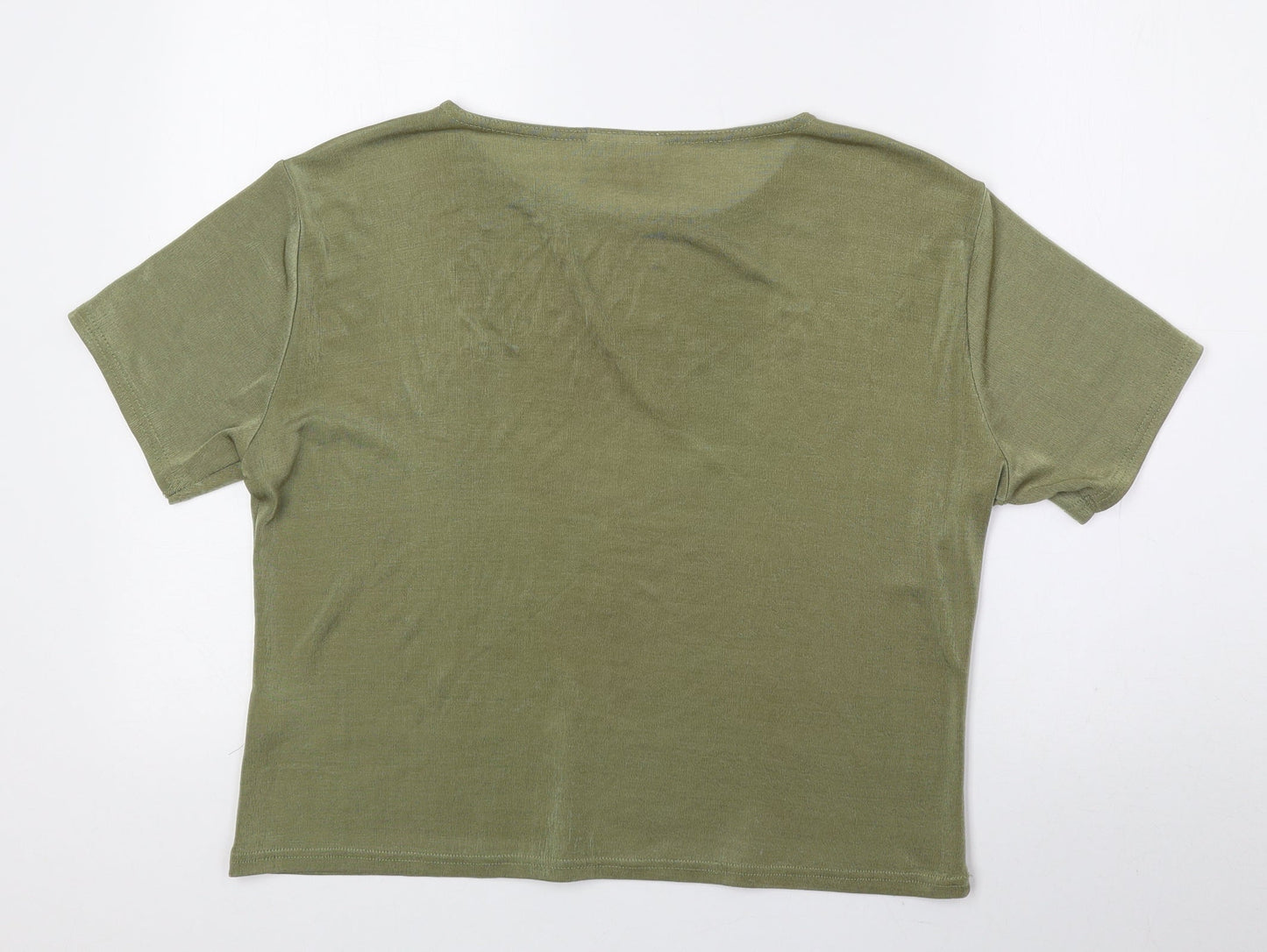 Classics Womens Green Polyester Basic Blouse Size 18 Round Neck