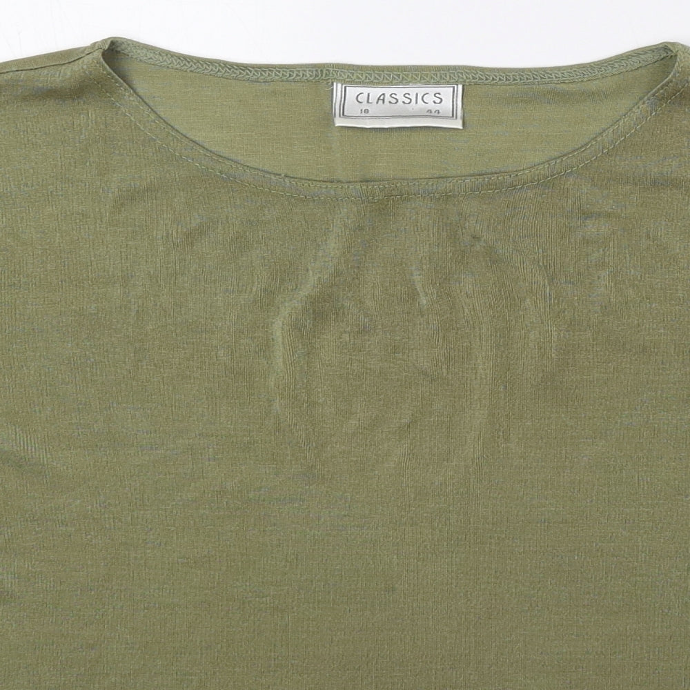 Classics Womens Green Polyester Basic Blouse Size 18 Round Neck