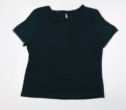 CC Womens Green Viscose Basic Blouse Size XL Round Neck