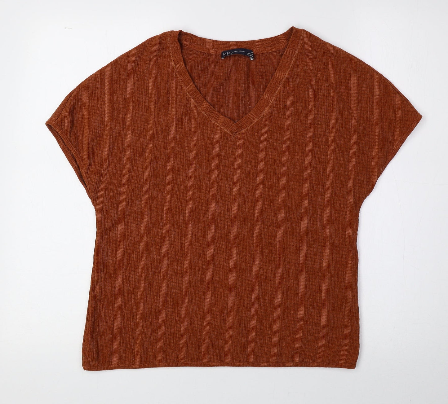 Womens UK Size 8 Marks and Spencer Orange Basic Blouse