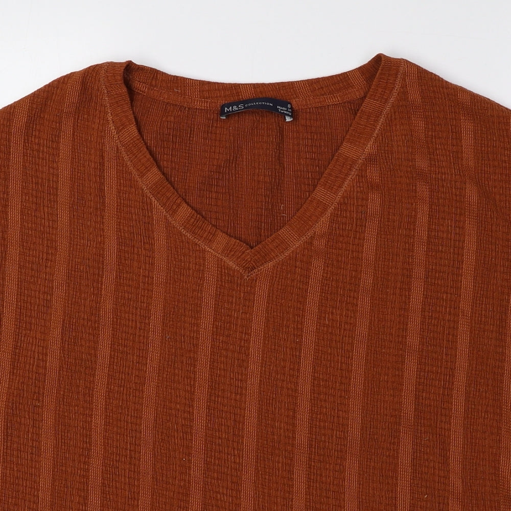 Womens UK Size 8 Marks and Spencer Orange Basic Blouse