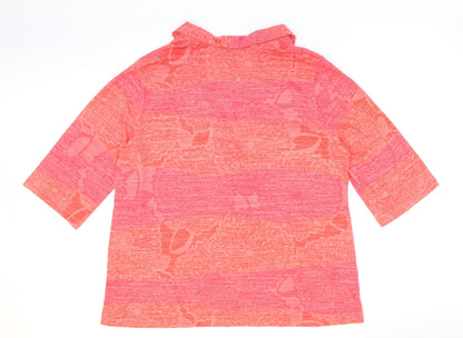 Finnkarella Mens Orange Floral Polyester T-Shirt Size 48 V-Neck