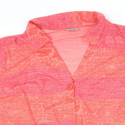 Finnkarella Mens Orange Floral Polyester T-Shirt Size 48 V-Neck