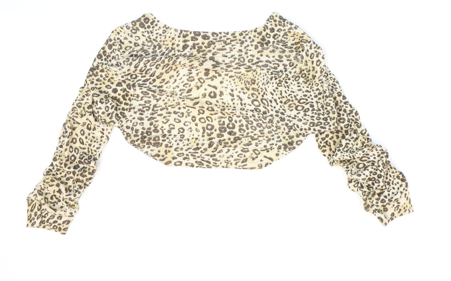 MODO Womens Beige Animal Print Cotton Kimono Blouse Size M Round Neck - Leopard print.