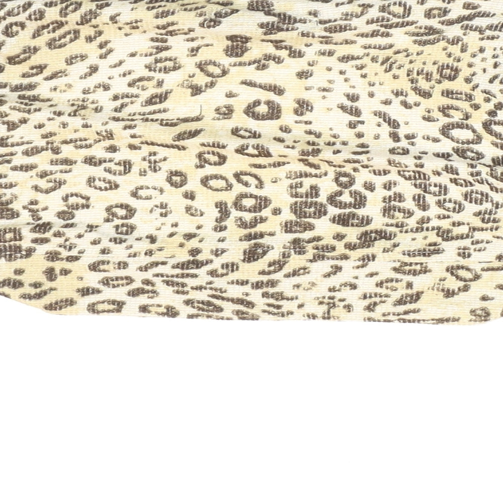 MODO Womens Beige Animal Print Cotton Kimono Blouse Size M Round Neck - Leopard print.