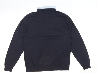 NEXT Mens Blue Collared Polyester Pullover Jumper