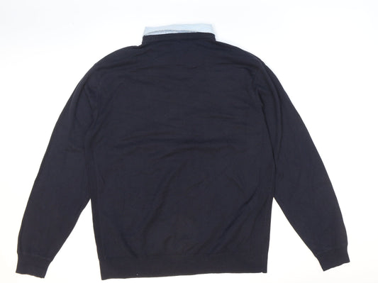 NEXT Mens Blue Collared Polyester Pullover Jumper