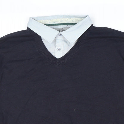 NEXT Mens Blue Collared Polyester Pullover Jumper