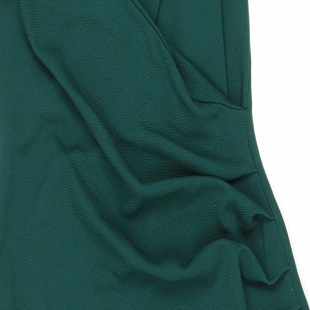 PRETTYLITTLETHING Womens Green Polyester Tank Dress Size 16 V-Neck Pullover