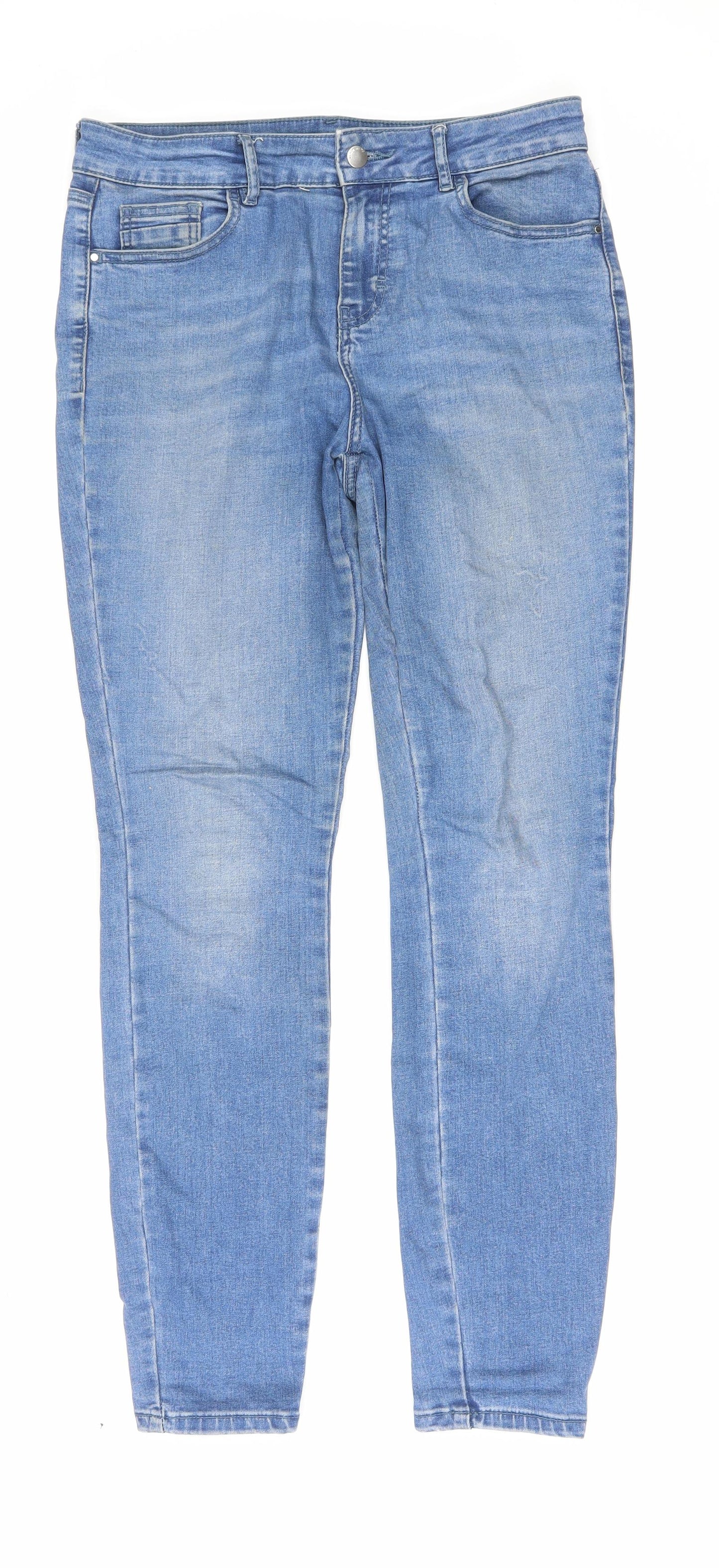 TU Womens Blue Cotton Skinny Jeans Size 12 L29 in Regular Zip