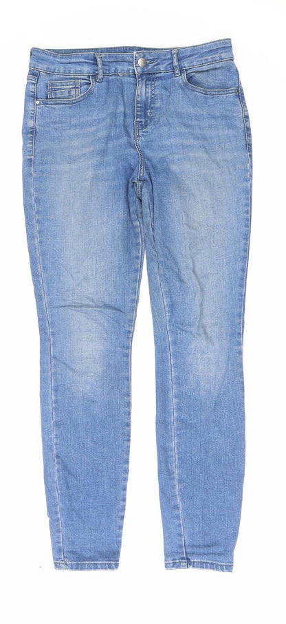 TU Womens Blue Cotton Skinny Jeans Size 12 L29 in Regular Zip
