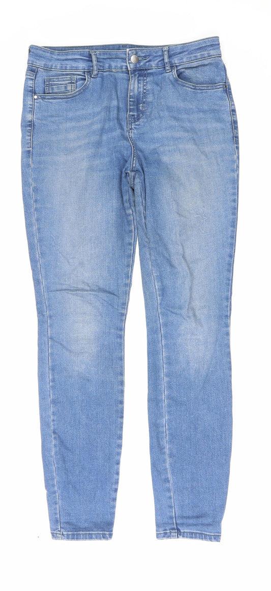 TU Womens Blue Cotton Skinny Jeans Size 12 L29 in Regular Zip