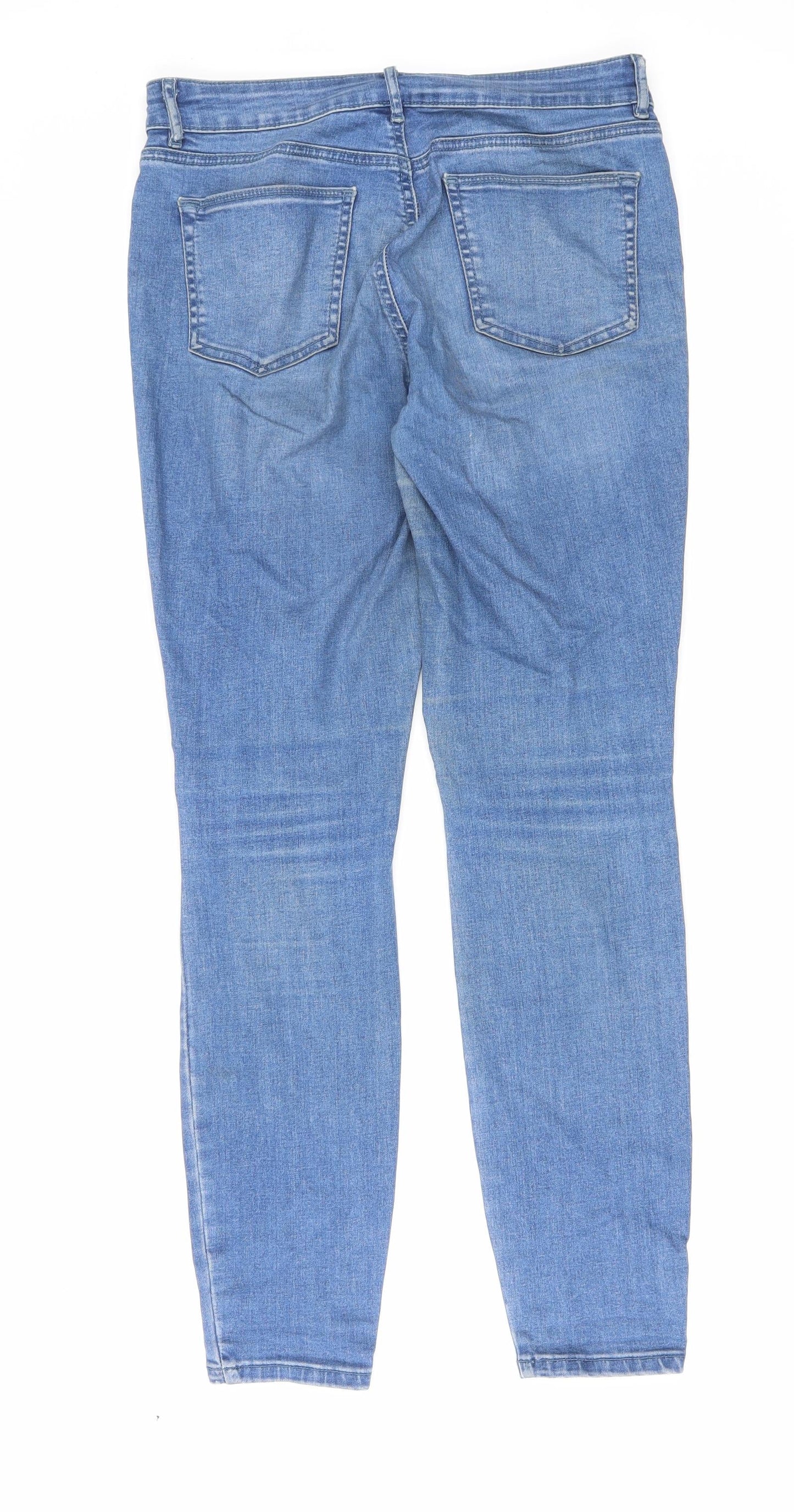 TU Womens Blue Cotton Skinny Jeans Size 12 L29 in Regular Zip