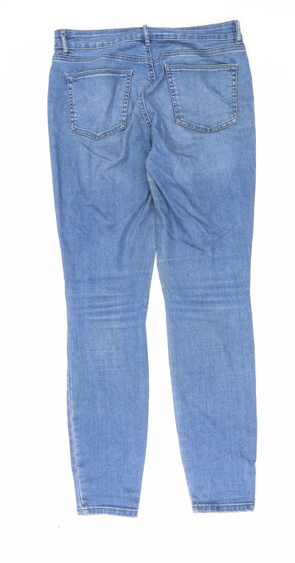 TU Womens Blue Cotton Skinny Jeans Size 12 L29 in Regular Zip