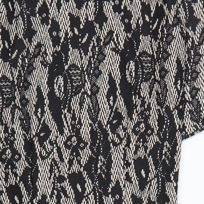 Great Plains Womens Black Floral Polyester Bodycon Size XS Scoop Neck Zip