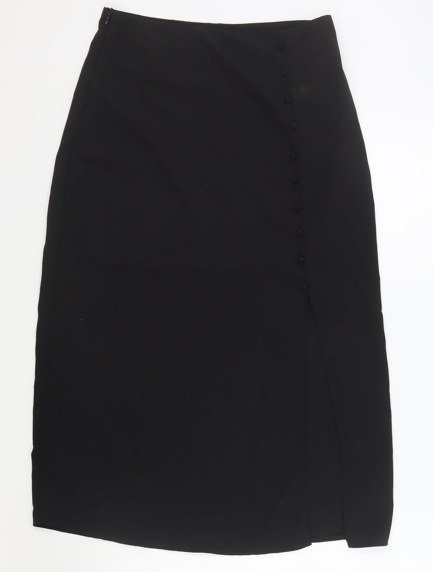 Nasty Gal Womens Black Polyester Straight & Pencil Skirt Size 10 Zip - Slit bottom of dress on back.