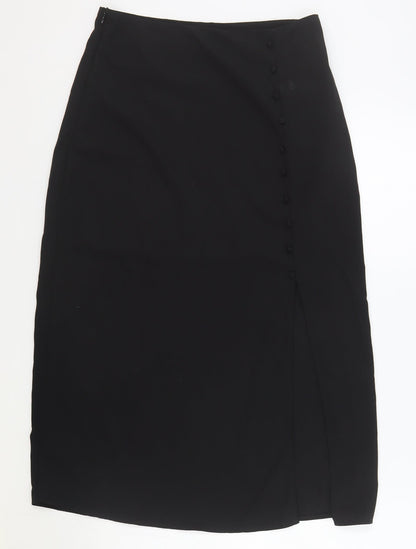 Nasty Gal Womens Black Polyester Straight & Pencil Skirt Size 10 Zip - Slit bottom of dress on back.