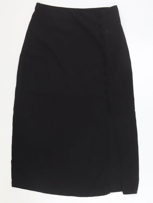 Nasty Gal Womens Black Polyester Straight & Pencil Skirt Size 10 Zip - Slit bottom of dress on back.