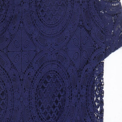 QED London Womens Blue Polyester Fit & Flare Size 8 Round Neck Zip