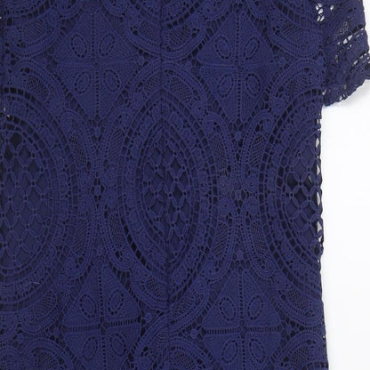 QED London Womens Blue Polyester Fit & Flare Size 8 Round Neck Zip