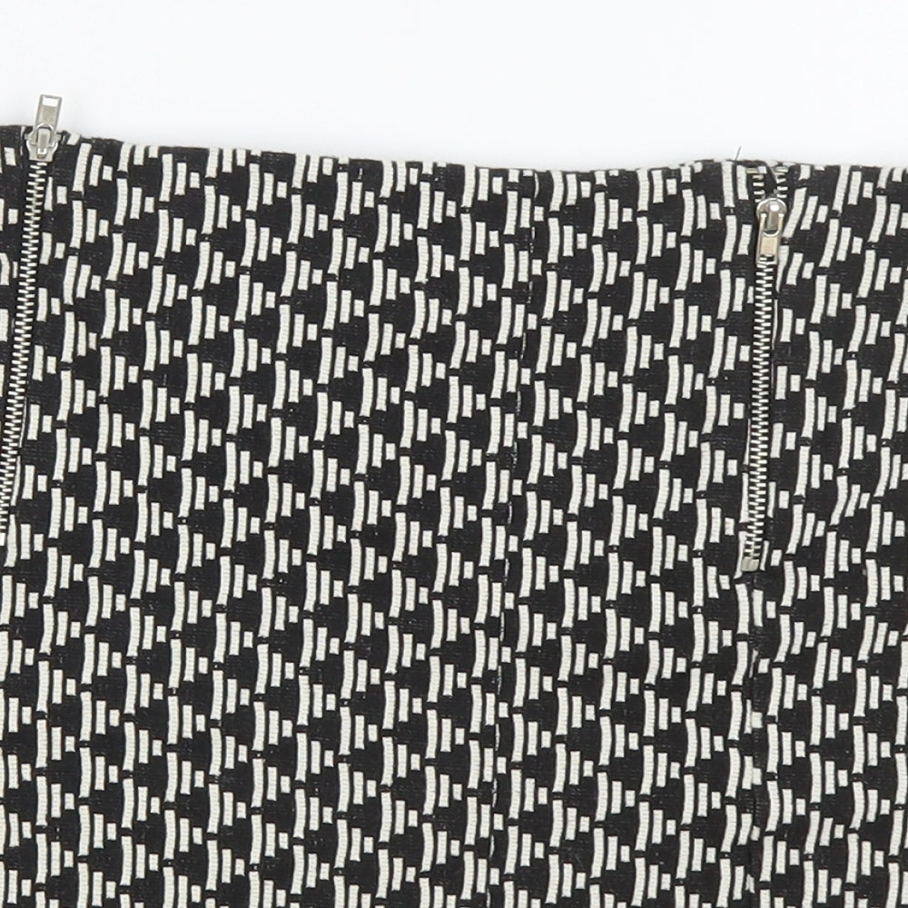 New Look Womens Blue Geometric Polyester Straight & Pencil Skirt Size 8 - Thick Skirt