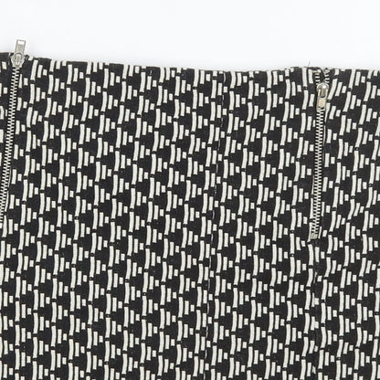 New Look Womens Blue Geometric Polyester Straight & Pencil Skirt Size 8 - Thick Skirt