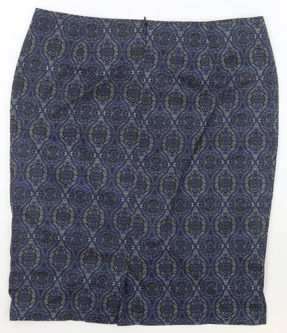 La Redoute Womens Blue Argyle/Diamond Cotton Straight & Pencil Skirt Size 14 Zip - Pencil Skirt