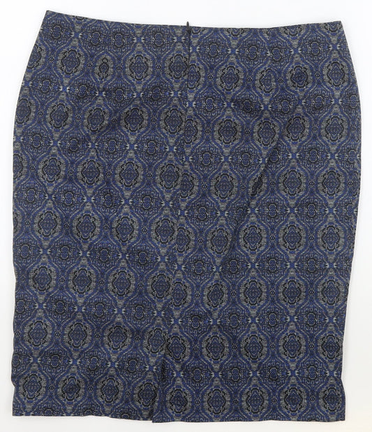 La Redoute Womens Blue Argyle/Diamond Cotton Straight & Pencil Skirt Size 14 Zip - Pencil Skirt