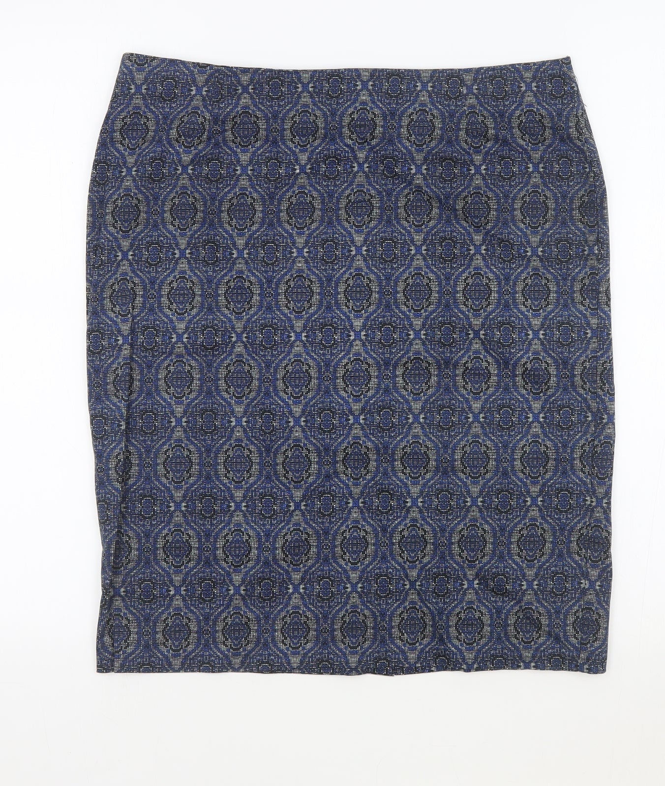 La Redoute Womens Blue Argyle/Diamond Cotton Straight & Pencil Skirt Size 14 Zip - Pencil Skirt