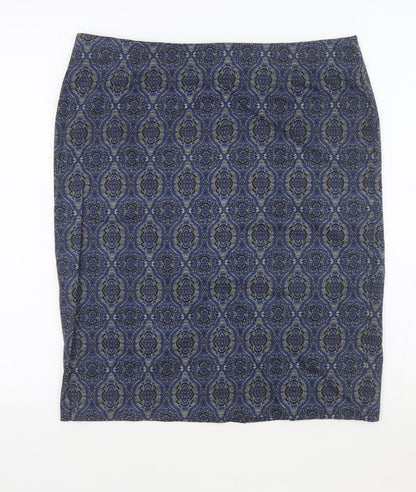La Redoute Womens Blue Argyle/Diamond Cotton Straight & Pencil Skirt Size 14 Zip - Pencil Skirt