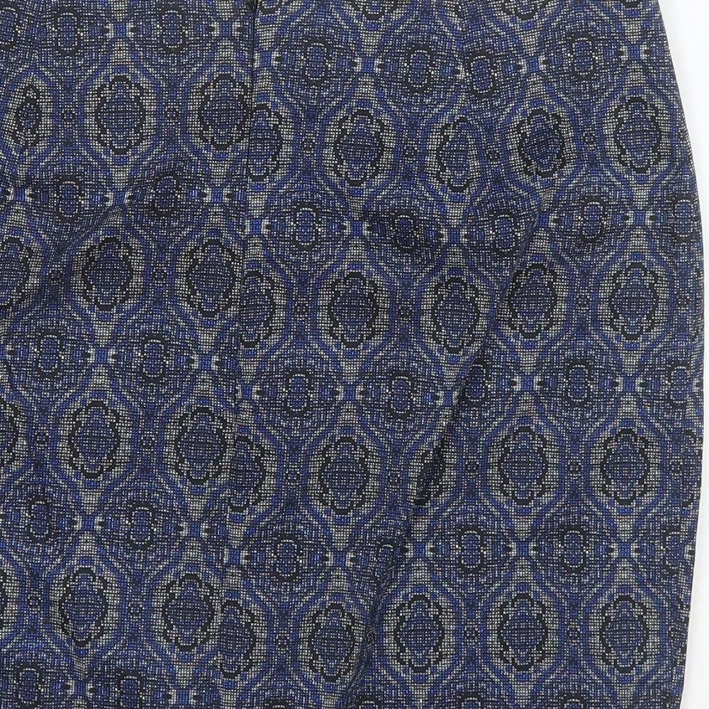 La Redoute Womens Blue Argyle/Diamond Cotton Straight & Pencil Skirt Size 14 Zip - Pencil Skirt