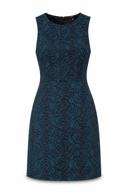New Look Womens Green Geometric Polyester A-Line Size 8 Round Neck Zip
