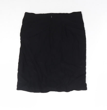 New Look Womens Black Viscose Wrap Skirt Zip - Faux Wrap