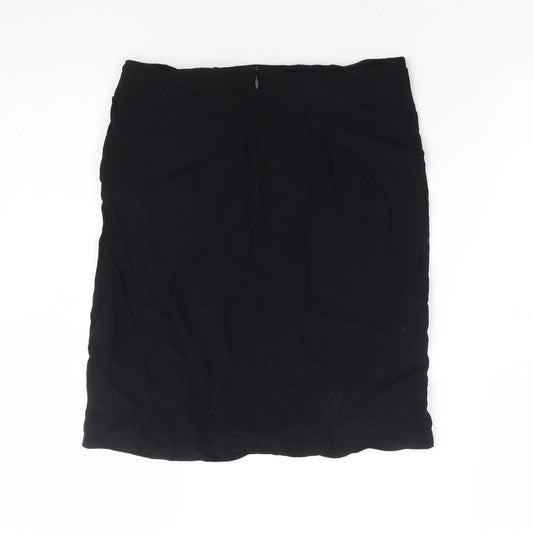 New Look Womens Black Viscose Wrap Skirt Zip - Faux Wrap