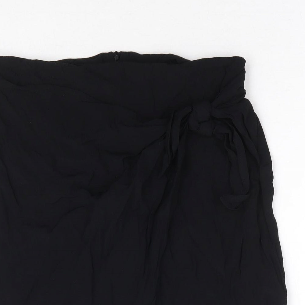 New Look Womens Black Viscose Wrap Skirt Zip - Faux Wrap